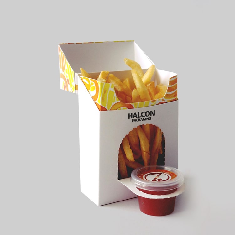 Fries Packaging. Paper fries packaging. Printed fries packaging.